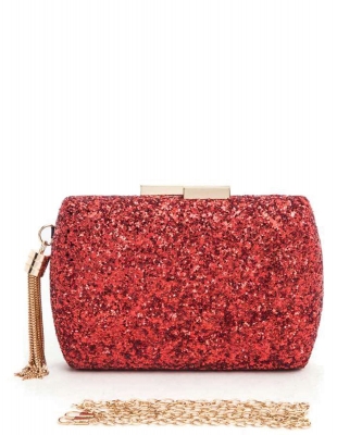 Glitter Iconic Box Clutch Bag F660 RED